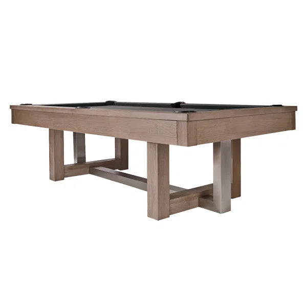 American Heritage Abbey Pool Table – Antique Gray Solid Poplar with Steel & Wood Legs and Leather Drop Pockets