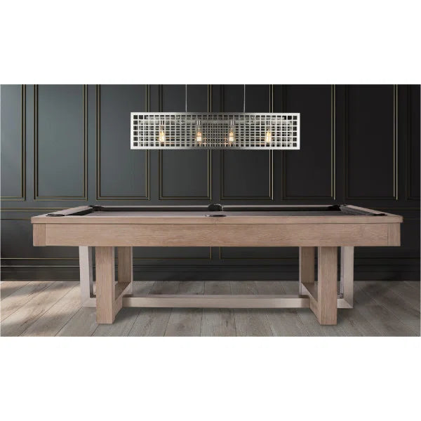 American Heritage Abbey Pool Table – Antique Gray Solid Poplar with Steel & Wood Legs and Leather Drop Pockets