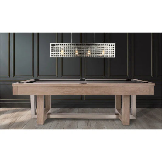 American Heritage Abbey Pool Table – Antique Gray Solid Poplar with Steel & Wood Legs and Leather Drop Pockets