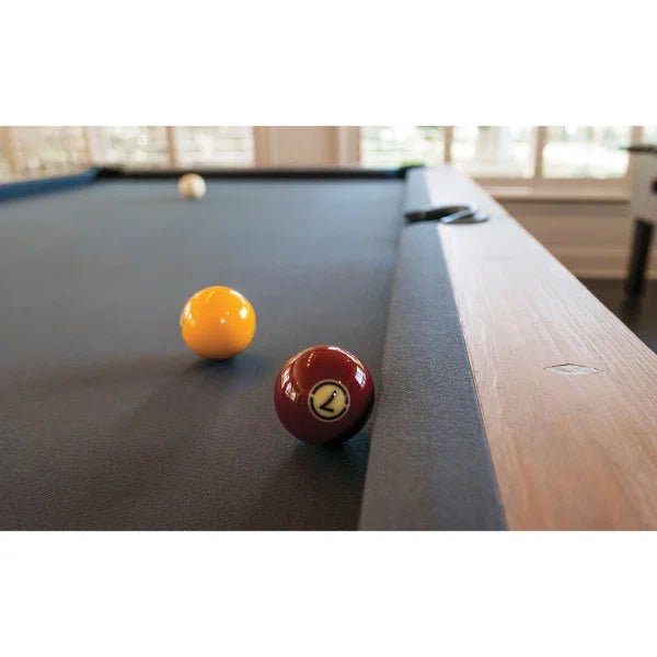 American Heritage Abbey Pool Table – Antique Gray Solid Poplar with Steel & Wood Legs and Leather Drop Pockets