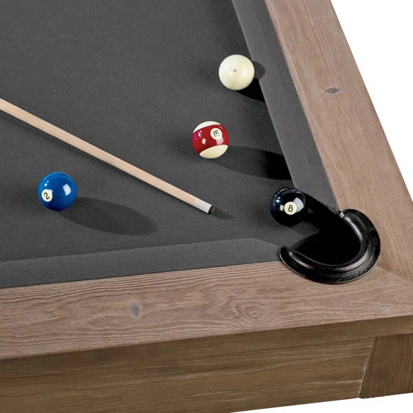 American Heritage Abbey Pool Table – Antique Gray Solid Poplar with Steel & Wood Legs and Leather Drop Pockets