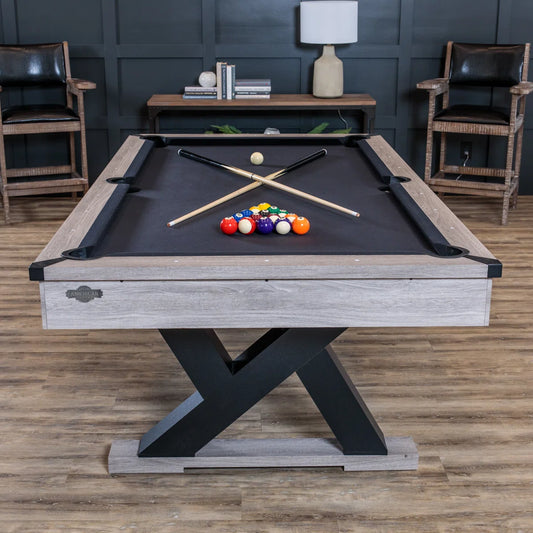 Kirkwood 90" Pool Table – Rustic Modern Design in Antique Gray with Sturdy K-Leg Construction
